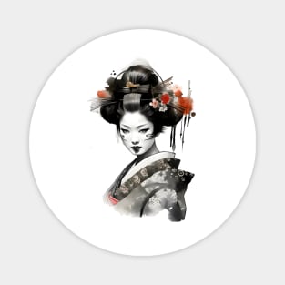 Geisha Sumi-e Portrait Magnet